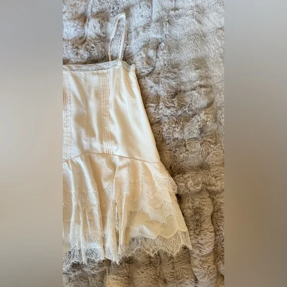 Reformation Cream Lace-Trim Slip Mini Dress - Picture 10 of 15